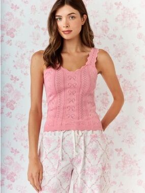 🆕💖Rareraw Pink Bow Pointelle Tank